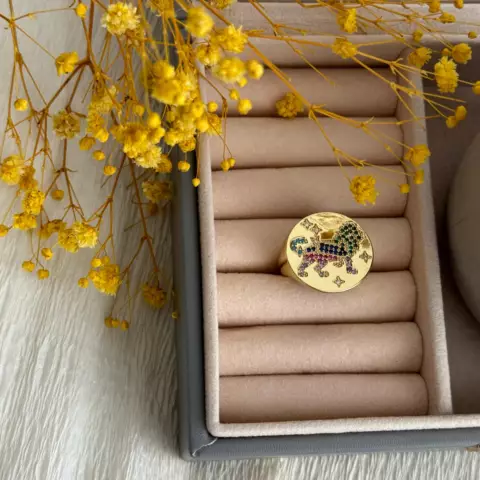 An image of a product called rəngli şir detallı üzük