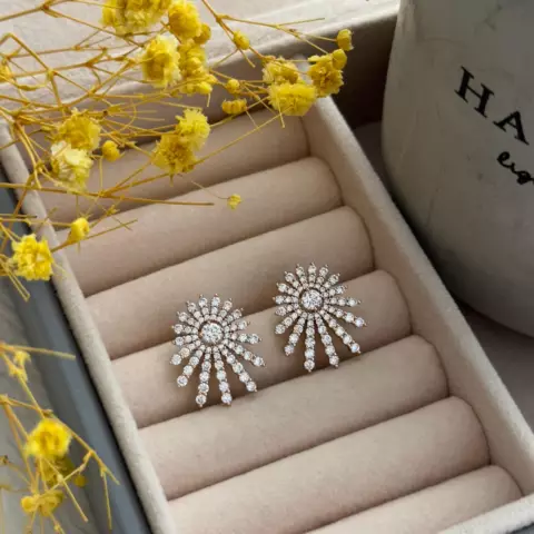 An image of a product called qaşlı qızılı sırğa