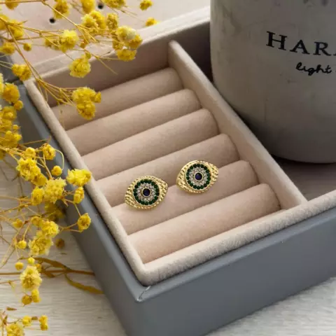 An image of a product called yaşıl qaşlı göz sırğa