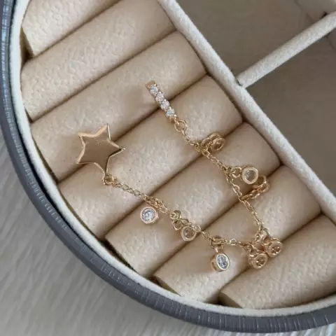 ulduz detallı qaşlı sallantılı sırğa