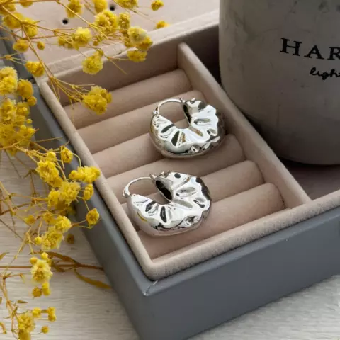 An image of a product called gümüşü qalın halqa sırğa