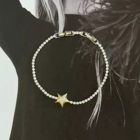 ulduz detallı gümüşü qolbaq