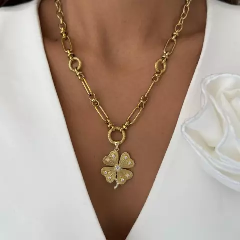 An image of a product called yonca detallı zəncir boyunbağı
