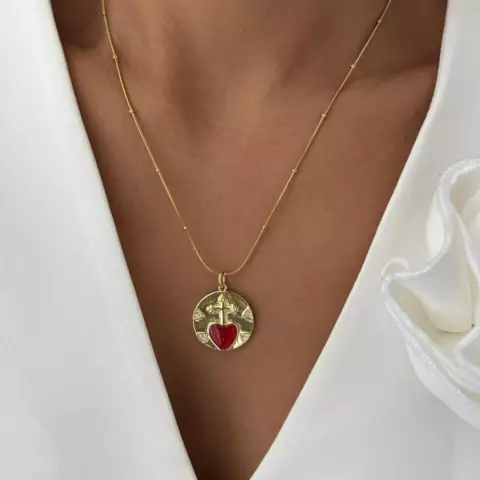 An image of a product called xaç və ürək charmlı boyunbağı