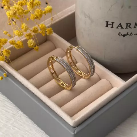 An image of a product called zirkon qaşlı halqa sırğa